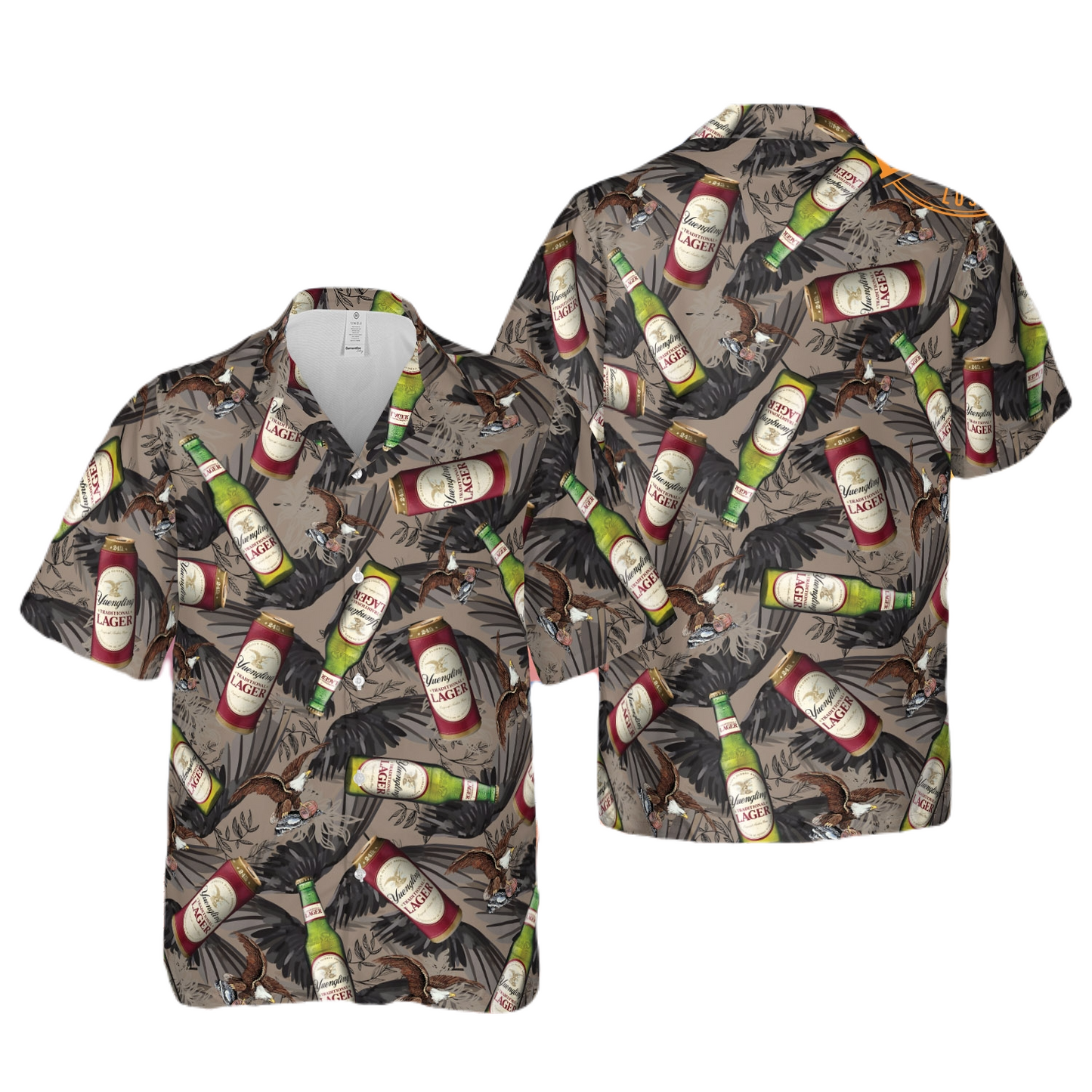 NoClaws Yuengling Hawaii Shirt Yuengling Bottle And Can Pattern Hawaiian Shirt Gray Unisex