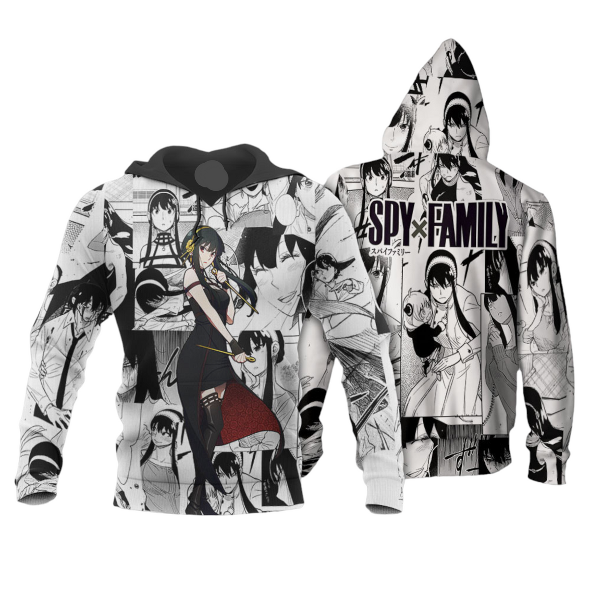 Spyxfamily Hoodie Yor Forger Pose Manga Pattern Hoodie White Unisex