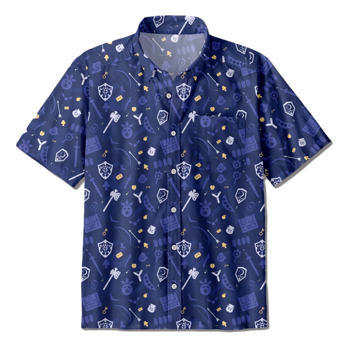 NoClaws Legend Of Zelda Hawaii Shirt Legend Of Zelda Game Items Pattern Hawaiian Shirt Blue Unisex