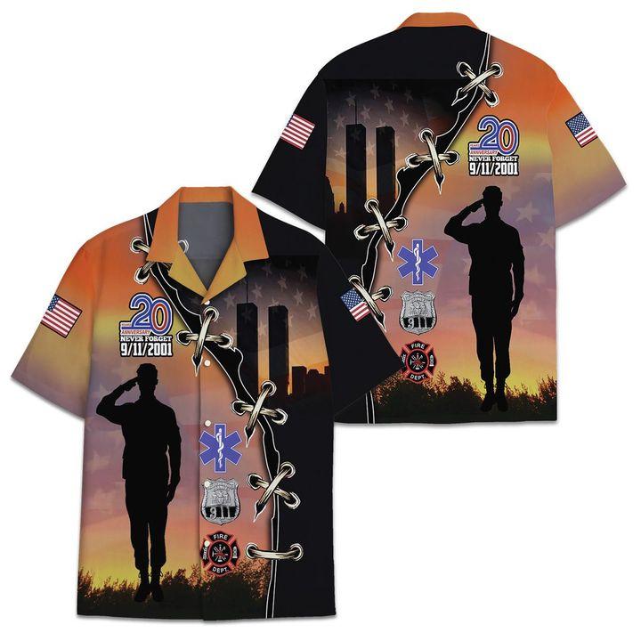Gifury Patriot Day Hawaiian Shirt 09-11 Never Forget Emergency Medical Fire And Police Department Logos Hawaii Aloha Shirt Patriot Day Apparel 2022