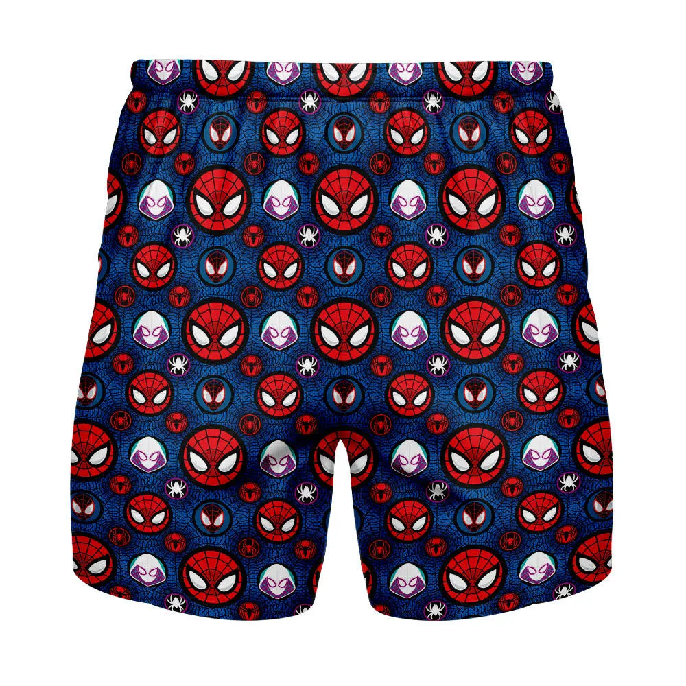 Spiderman Shorts Spiderman and Spider Gwen Pattern Beach Shorts Blue Red