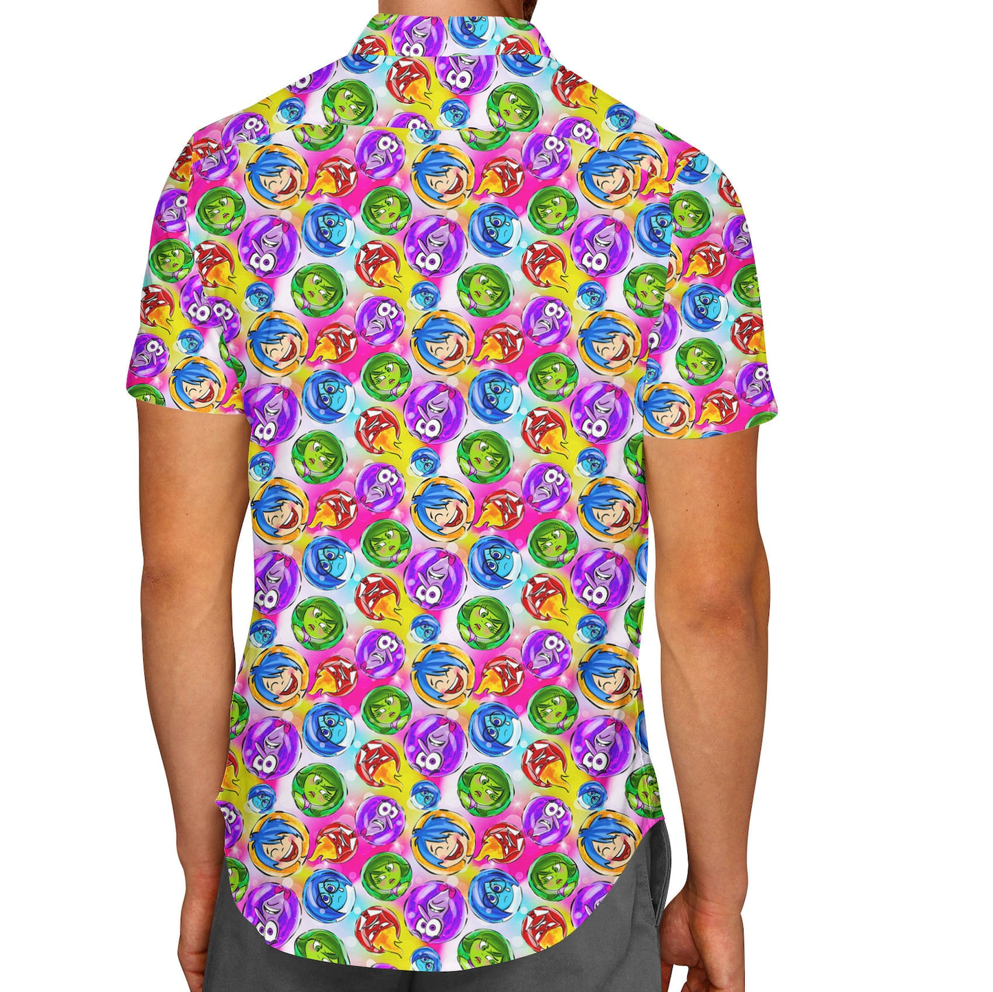NoClaws Inside Out Hawaii Shirt Disney Inside Out Emotions In Circle Pattern Aloha Shirt Colorful Unisex