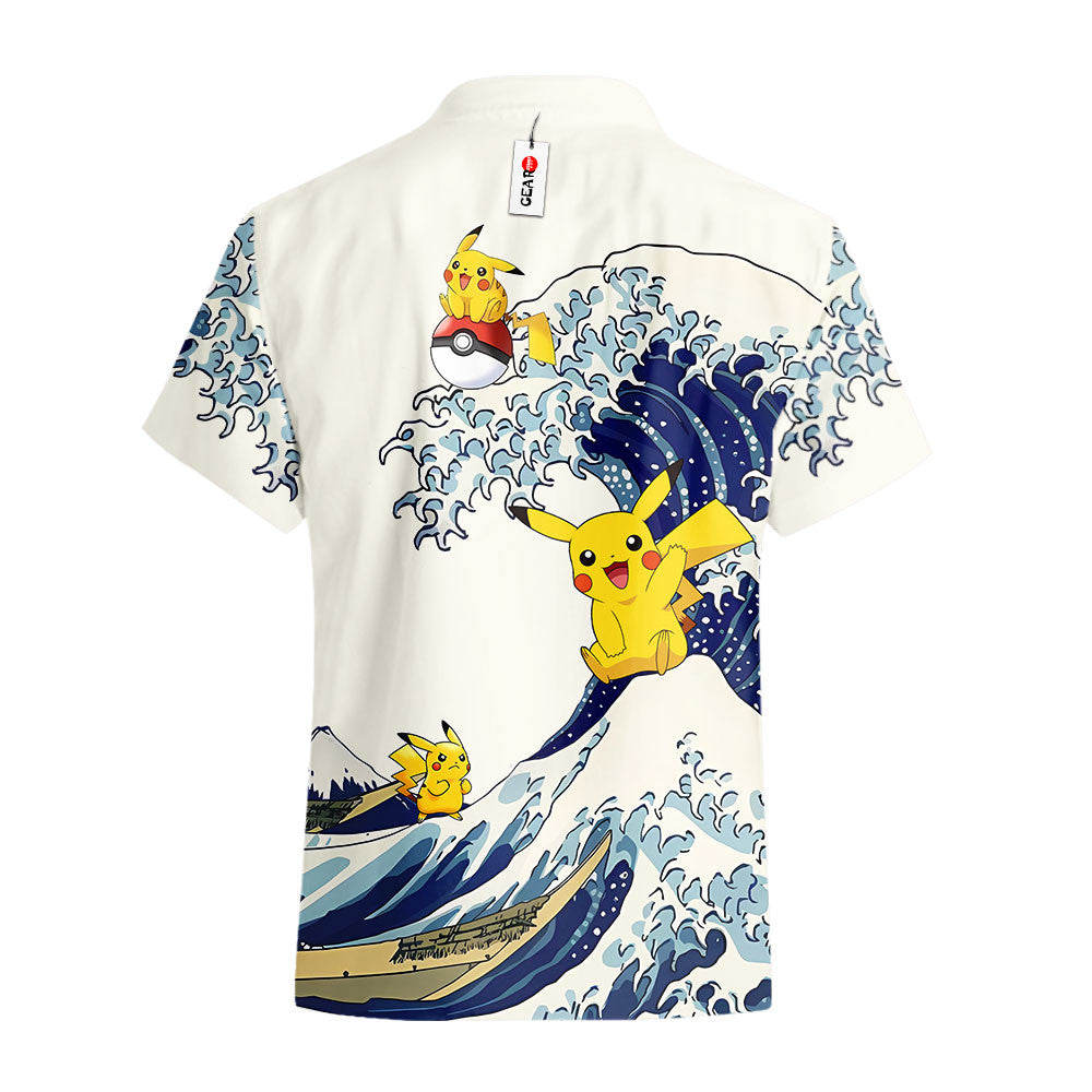 Pikachu Hawaiian Shirt - Great Wave Style