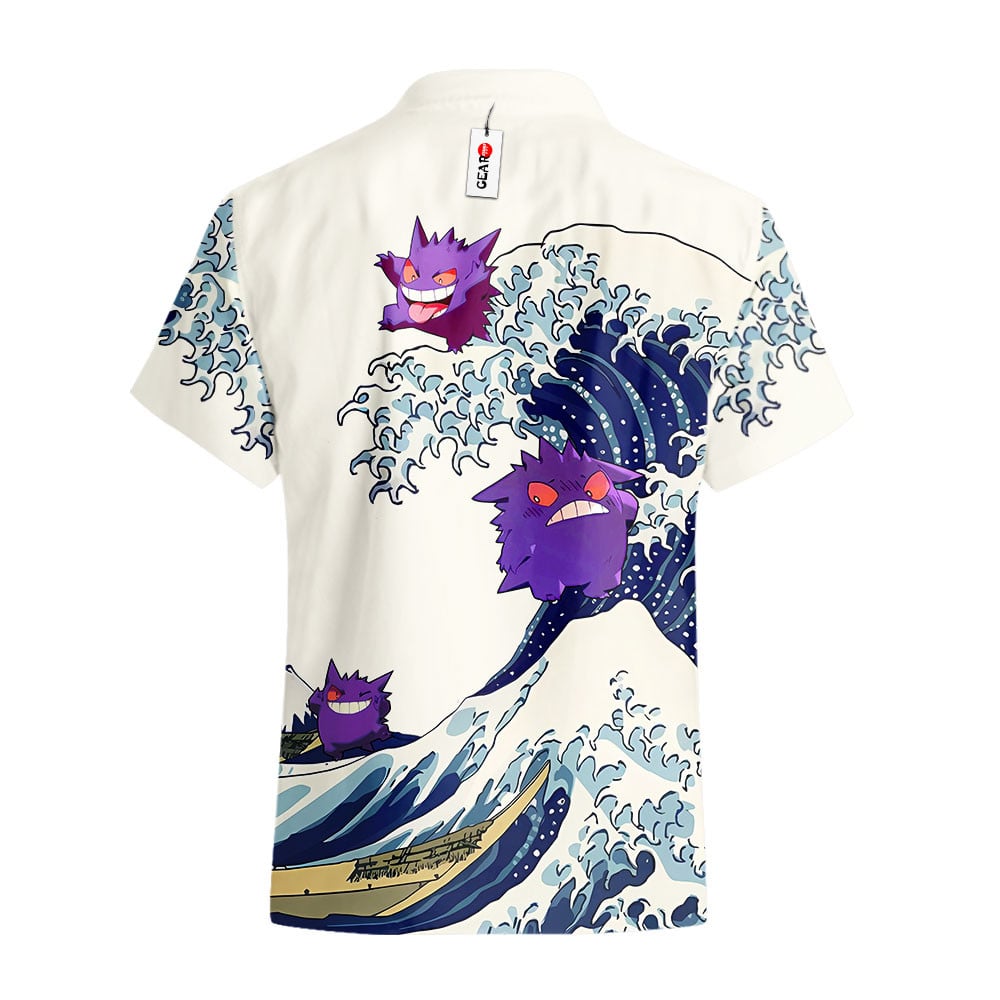 Gengar Hawaiian Shirt - Great Wave Style