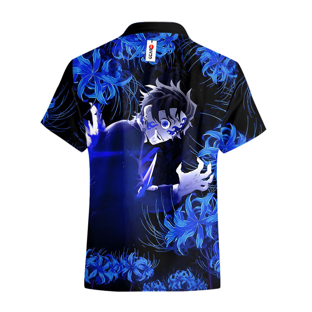 Tanjiro Hawaiian Shirt - Blue Spider Lily