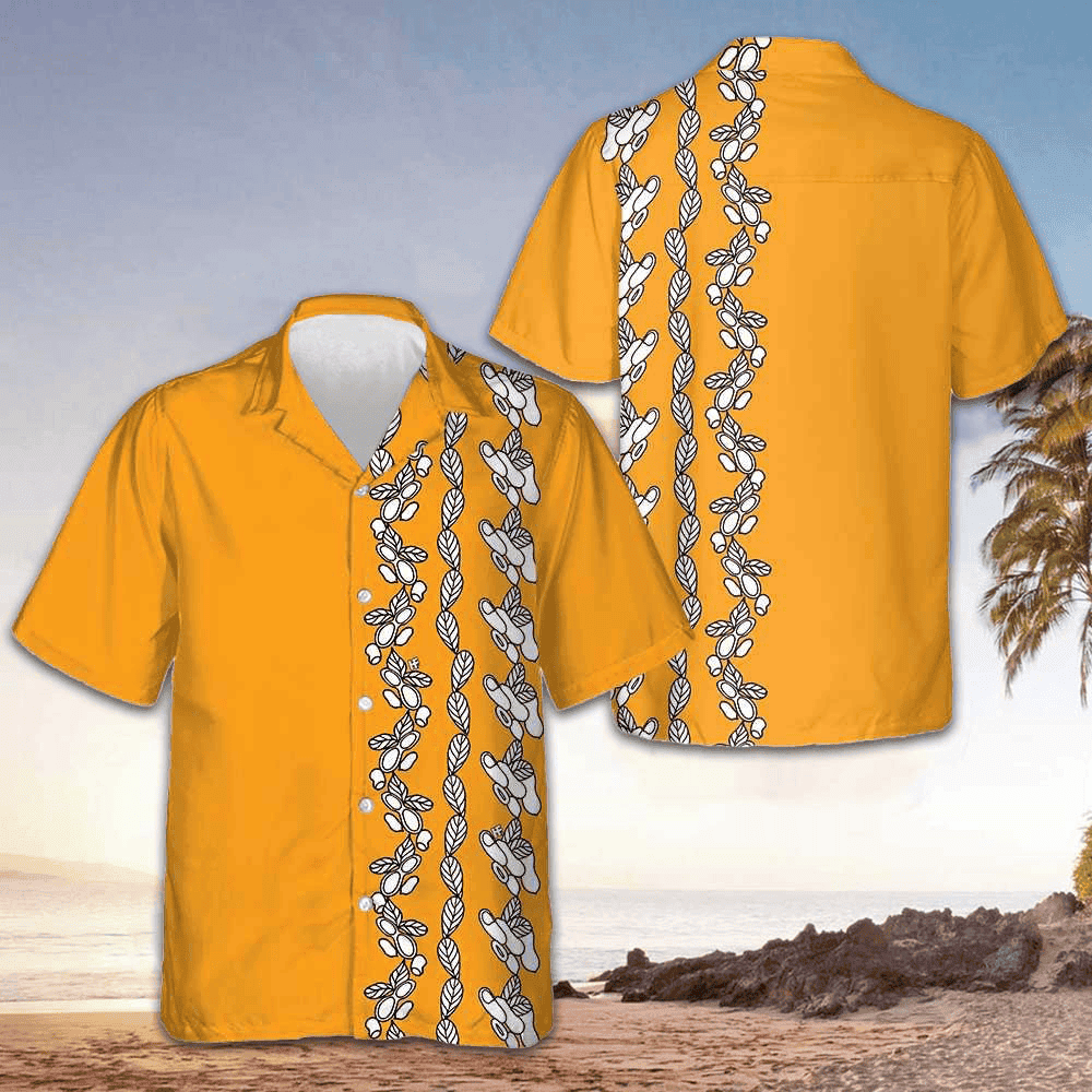 Peanut Leaves Hawaiian Shirt Yellow Button Up Shirt Gifts For Brother - Tazila