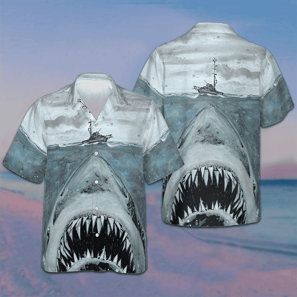 Shark Mouth Hawaiian Shirt Men's Button Down Beach Shirts Gifts For Boyfriend - Tazila