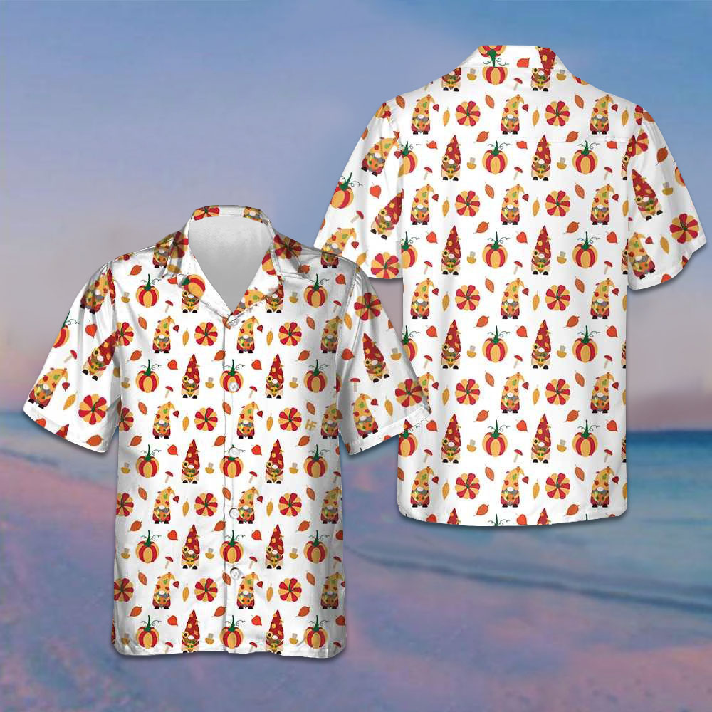 Thanksgiving Gnomes Hawaiian Shirt Men's Short Sleeve Button Up Thanksgiving Gift Ideas - Tazila