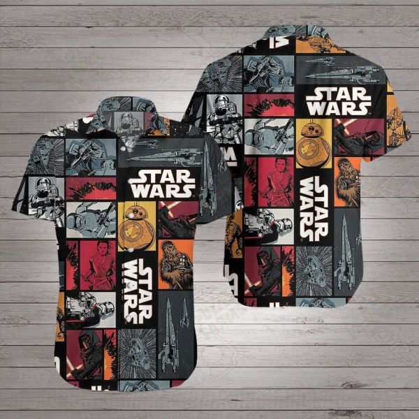 SW Hawaii Shirt SW Stormtrooper BB8 Darth Vader Pattern Grey Hawaiian Shirt Aloha Shirt