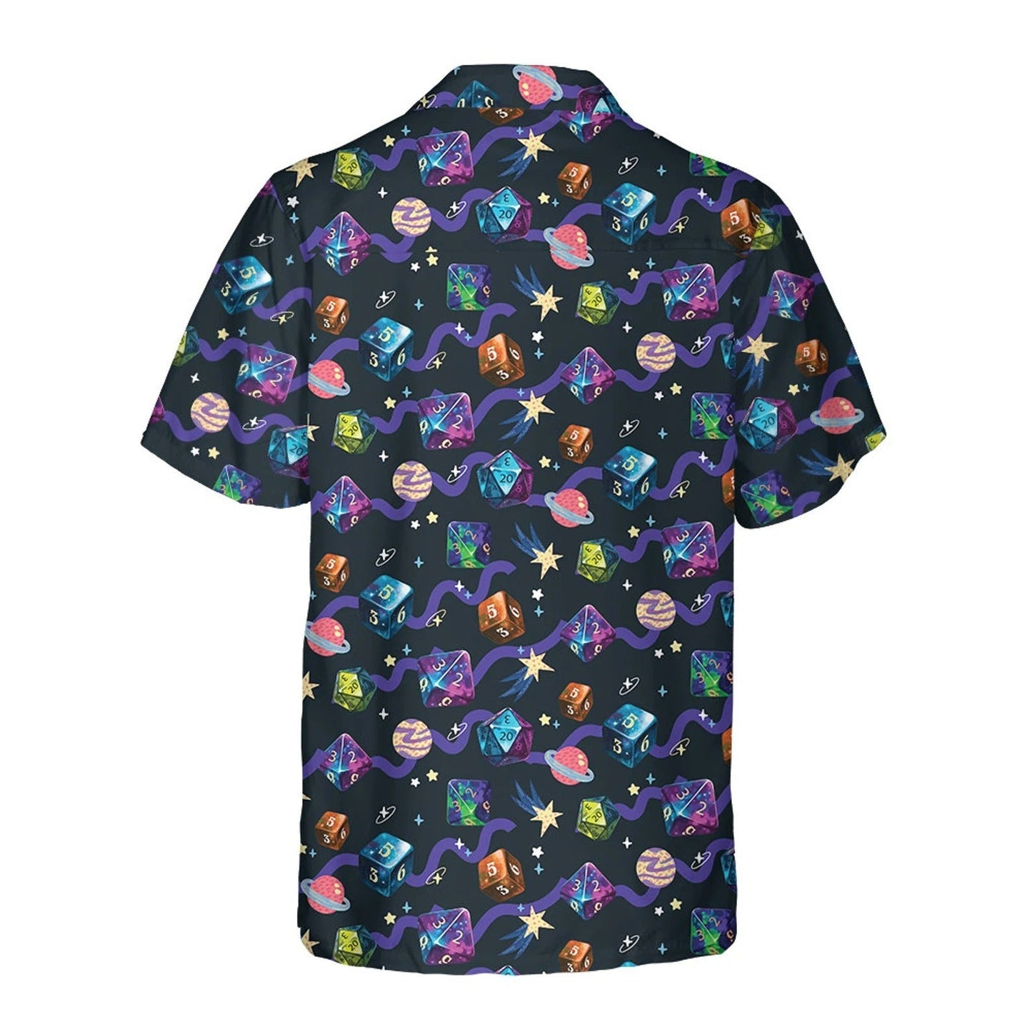 Space Dice Hawaiian Shirt, Fantasy RPG Galaxy Gamer Aloha Shirt