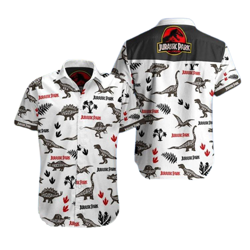 NoClaws Jurassic Park Hawaiian Shirt Types Of Dinosaur Black White Hawaii Shirt Jurassic Park Aloha Shirt