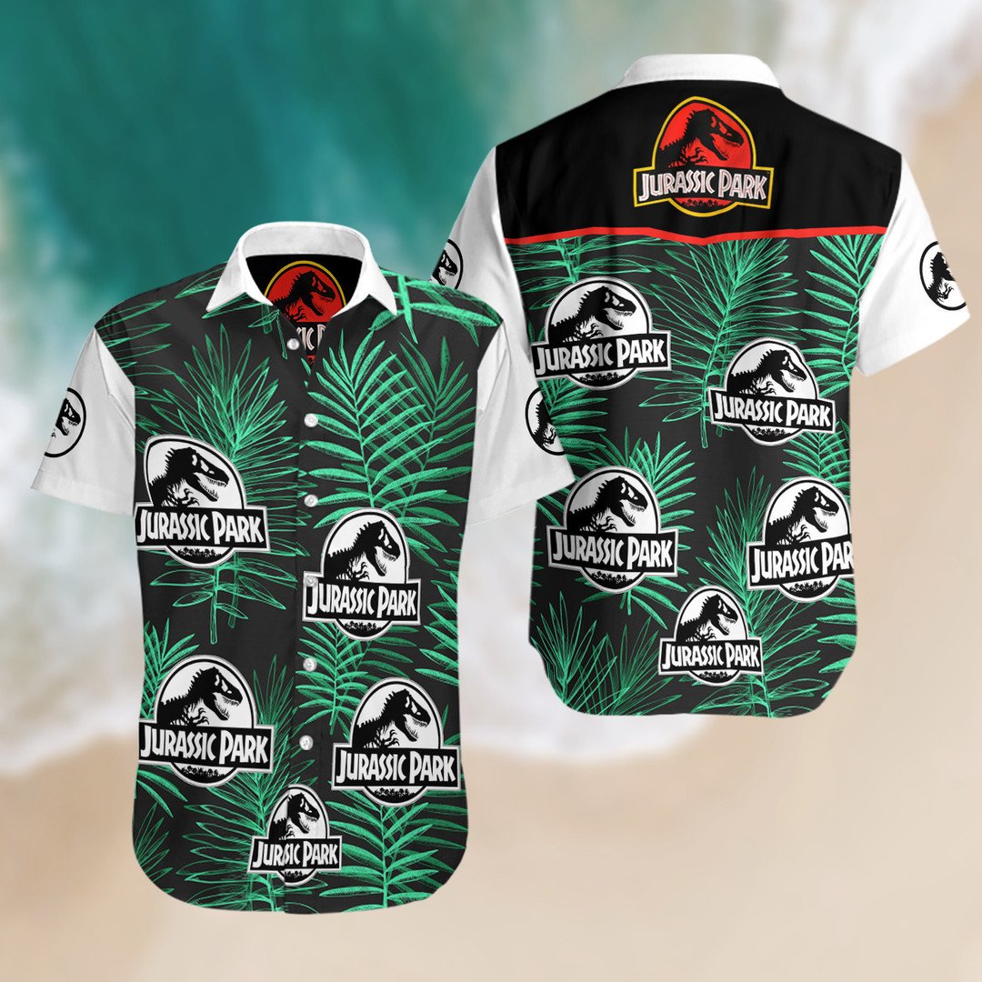 NoClaws Jurassic Park Hawaiian Shirt Jurassic Park Symbol Palm Leaves Green Hawaii Shirt Jurassic Park Aloha Shirt