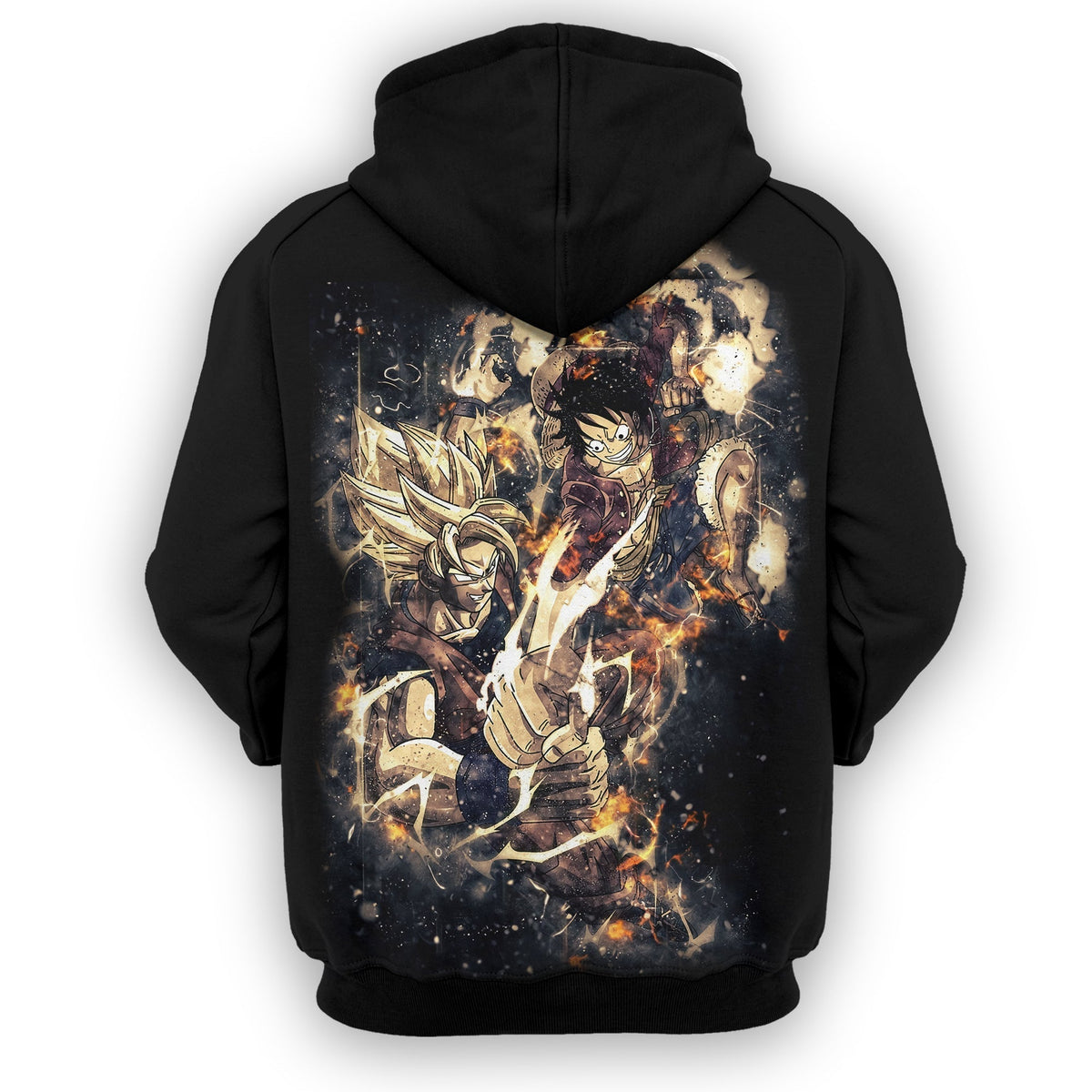 Anime Hoodie Dragon Ball One Piece Crossover Goku Vs Luffy Black Hoodie Anime Clothing
