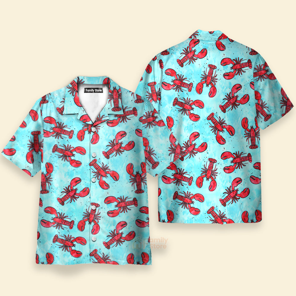Red Lobster And Blue Ocean - Hawaiian Shirt