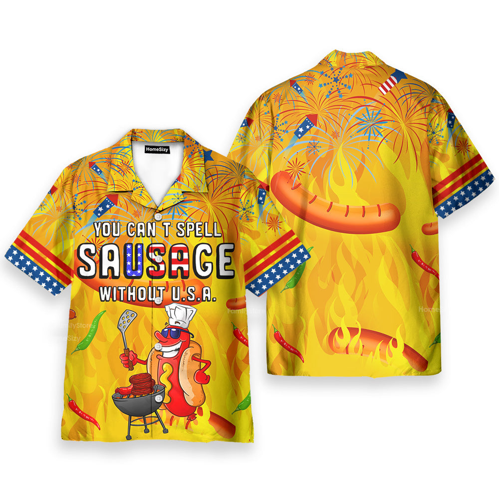 Funny BBQ Sausage Hawaiian Shirt - 4th of July USA Grilling - Custom Hawaiian Shirt