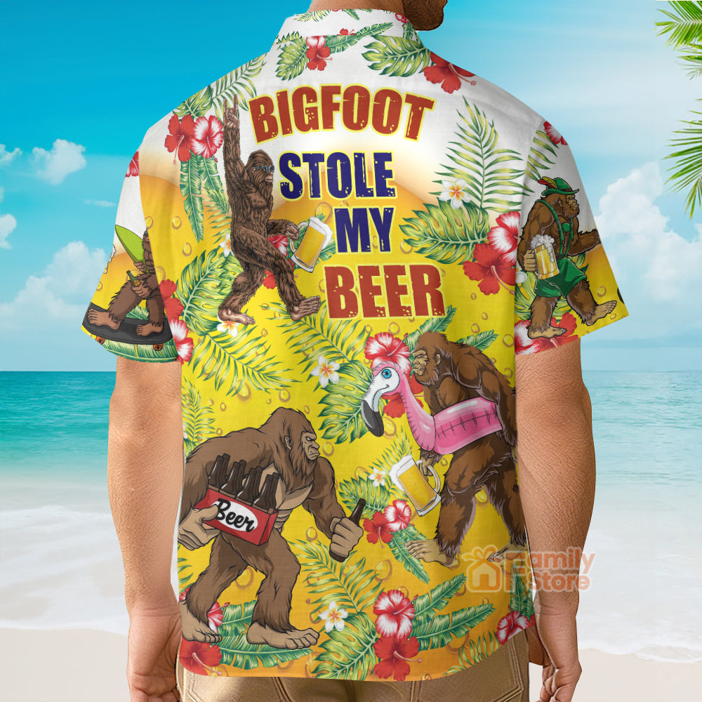 Funny Bigfoot Stole My Beer Lover Beer Tropical Style - Hawaiian Shirt