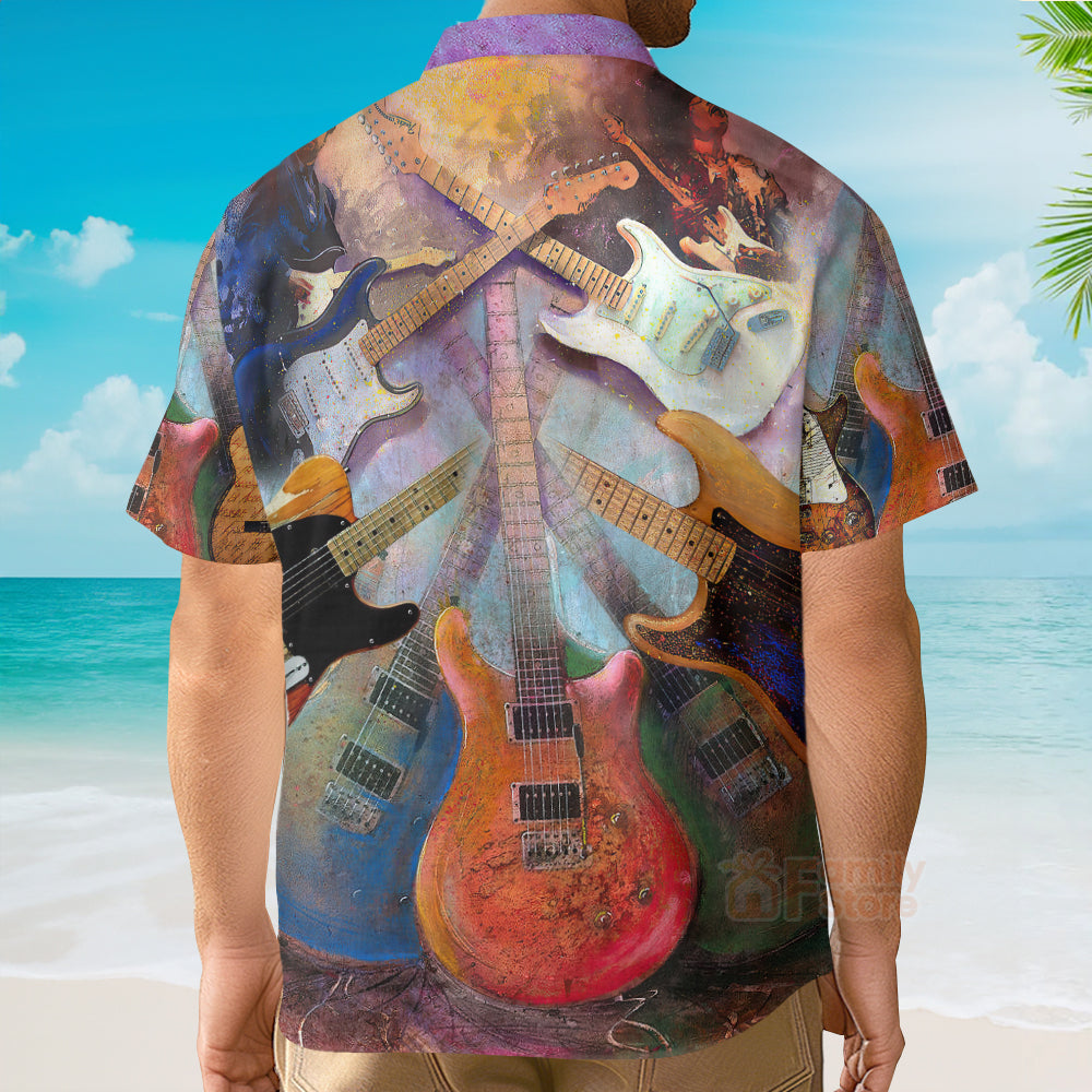 Guitar Abstract Colorful Lover Guitar Art Style Hawaiian Shirt