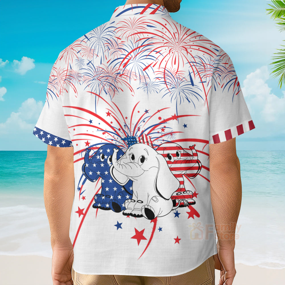 Independence Day ELephant 3D Hawaiian Shirt
