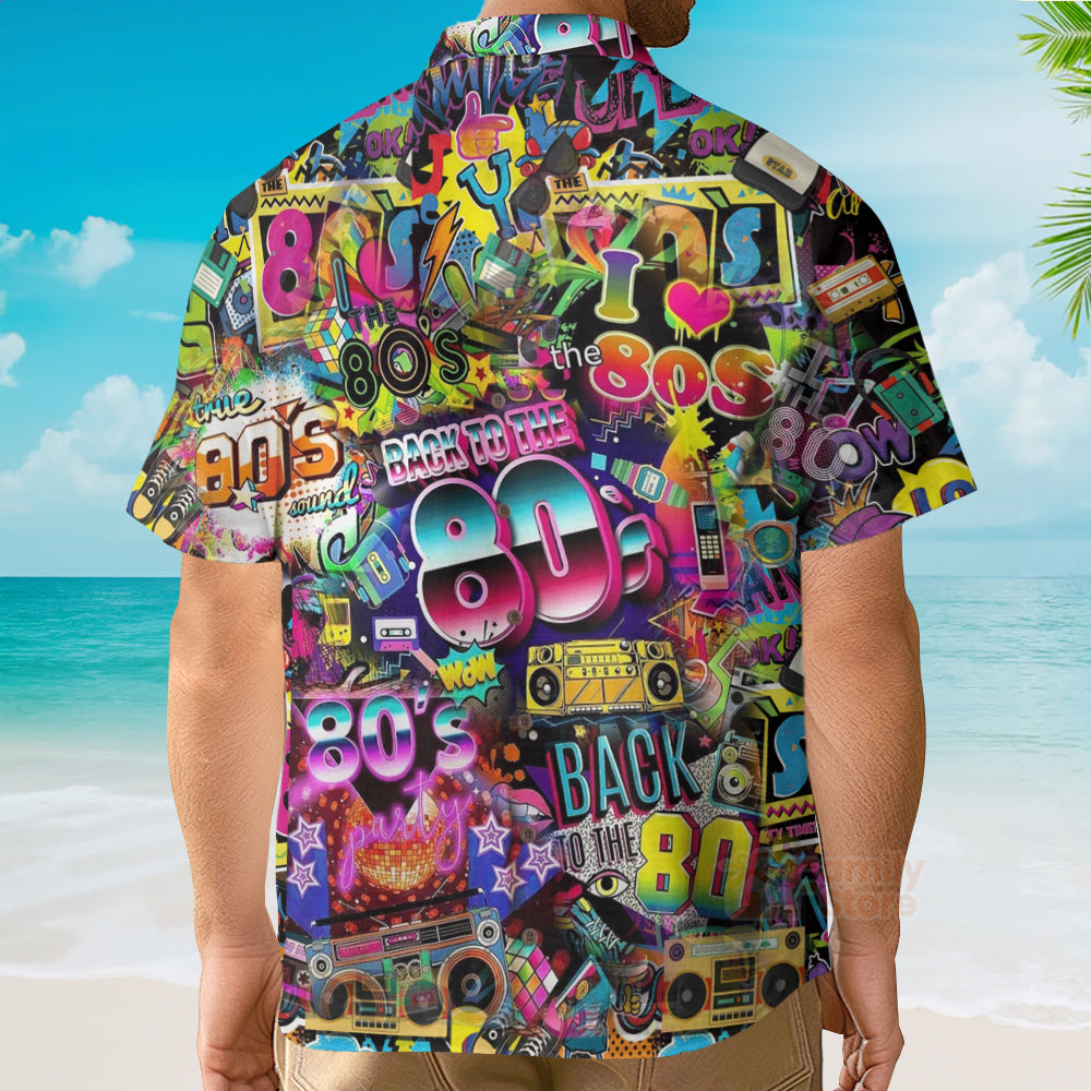 Back To The 80s Music Party Color Lights Hawaiian Shirts