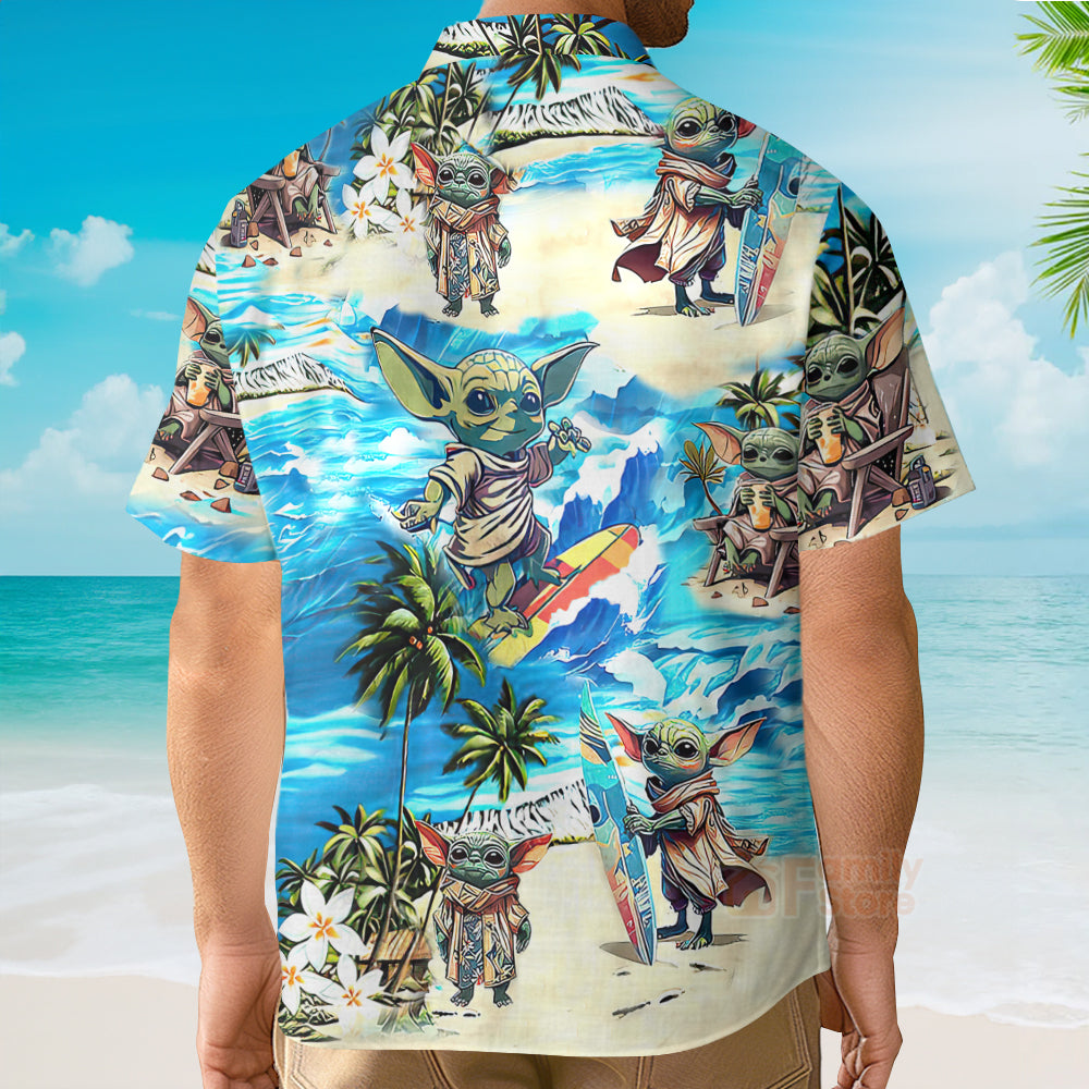 Baby Yoda Stwa Surfing - Hawaiian Shirt For Men, Women, Kids
