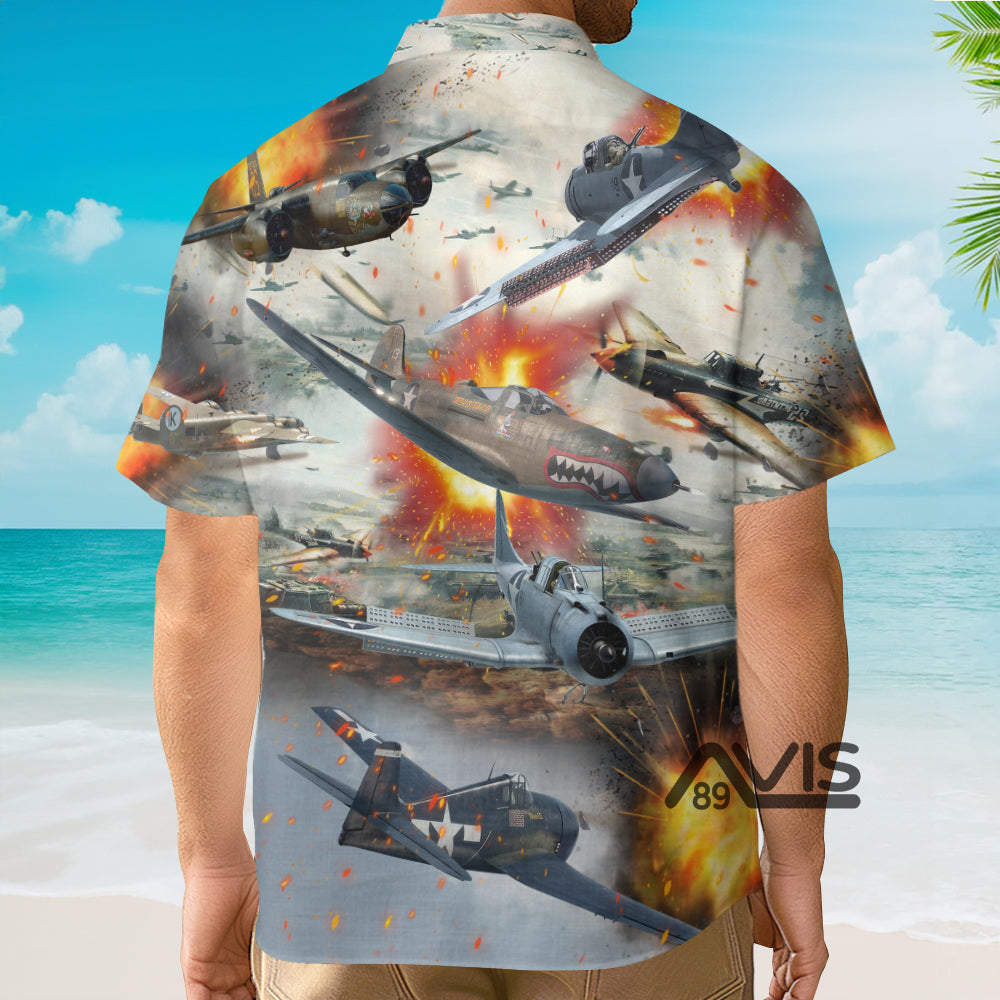 Combat Aircraft Fire War - Hawaiian Shirt