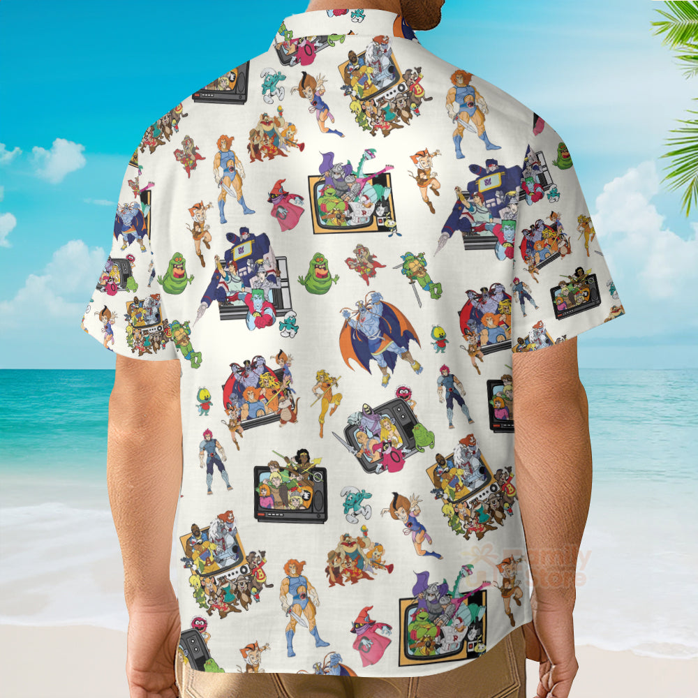 80S Famous Cartoon Characters Pattern Hawaiian Shirt