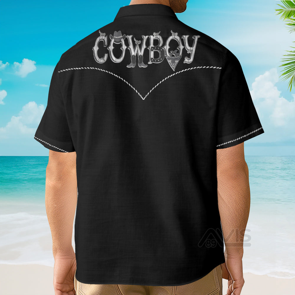 Cowboy Rodeo Texture Vintage Embroidered Texas Western Hawaiian Shirt