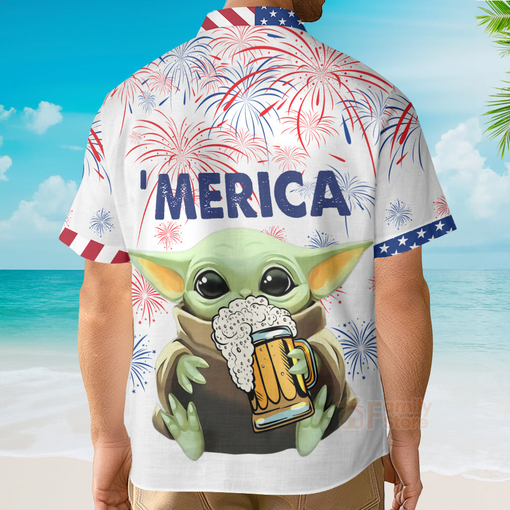 Stwa Baby Yoda With Beer Hawaiian Shirt