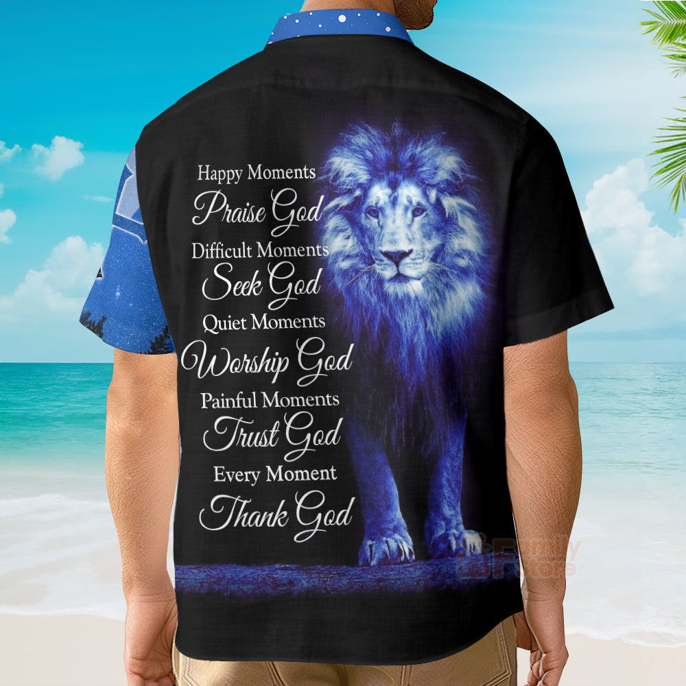 Christian Jesus Blue Cross Lion Aloha Hawaiian Shirts For Men And For Women