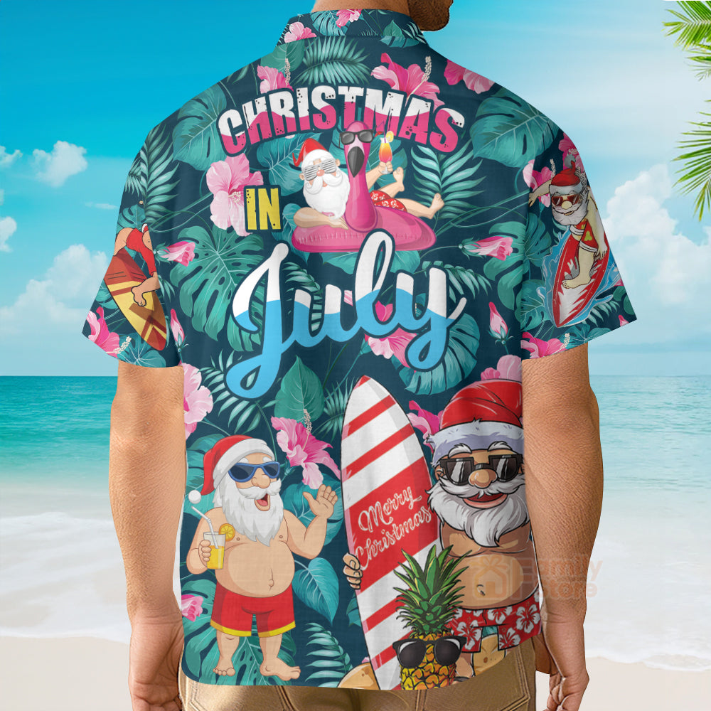 Christmas In July Funny Santa Claus Tropical Style Hawaiian Shirt