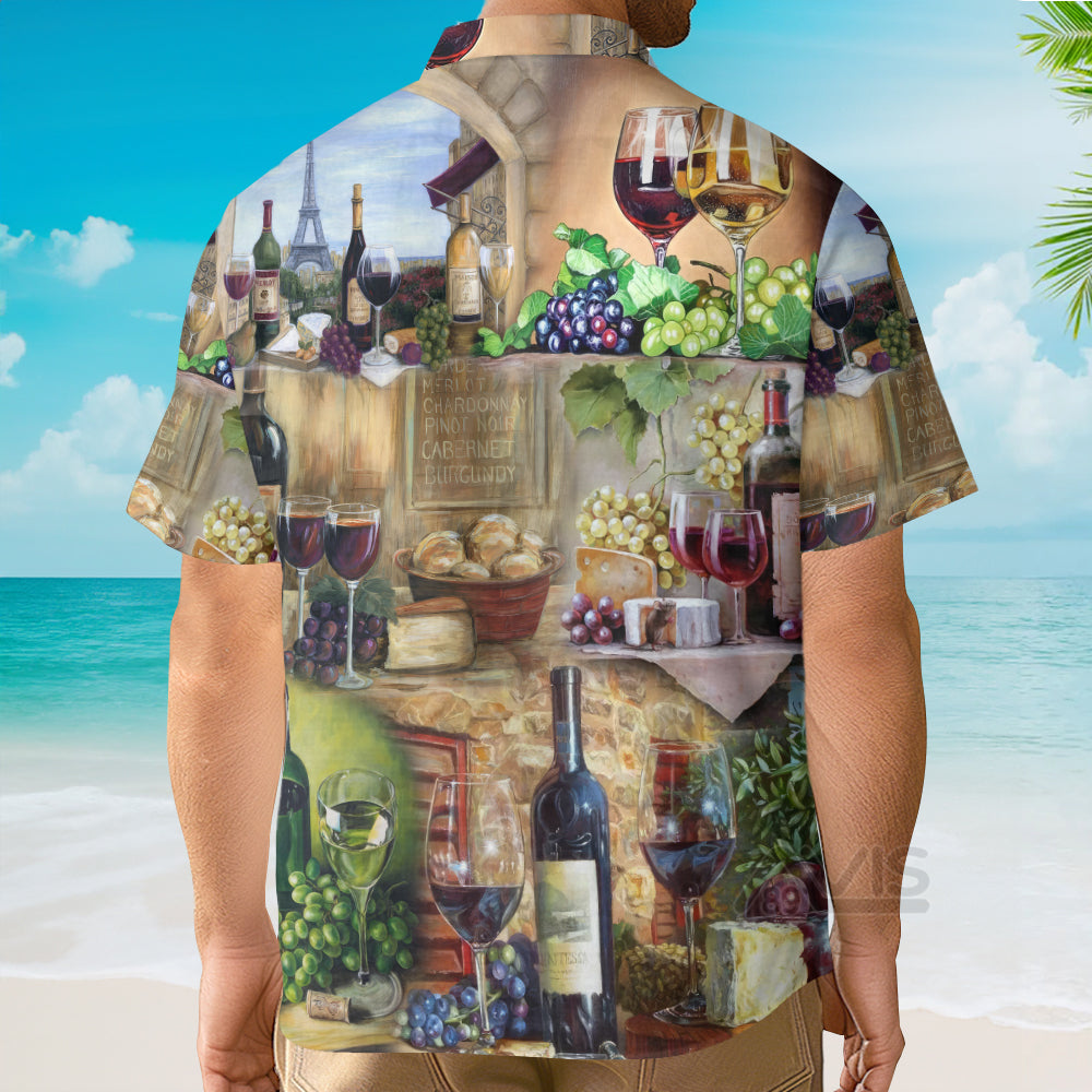 Wine Grape And Cheese Art - Gift For Men And Women - Hawaiian Shirt