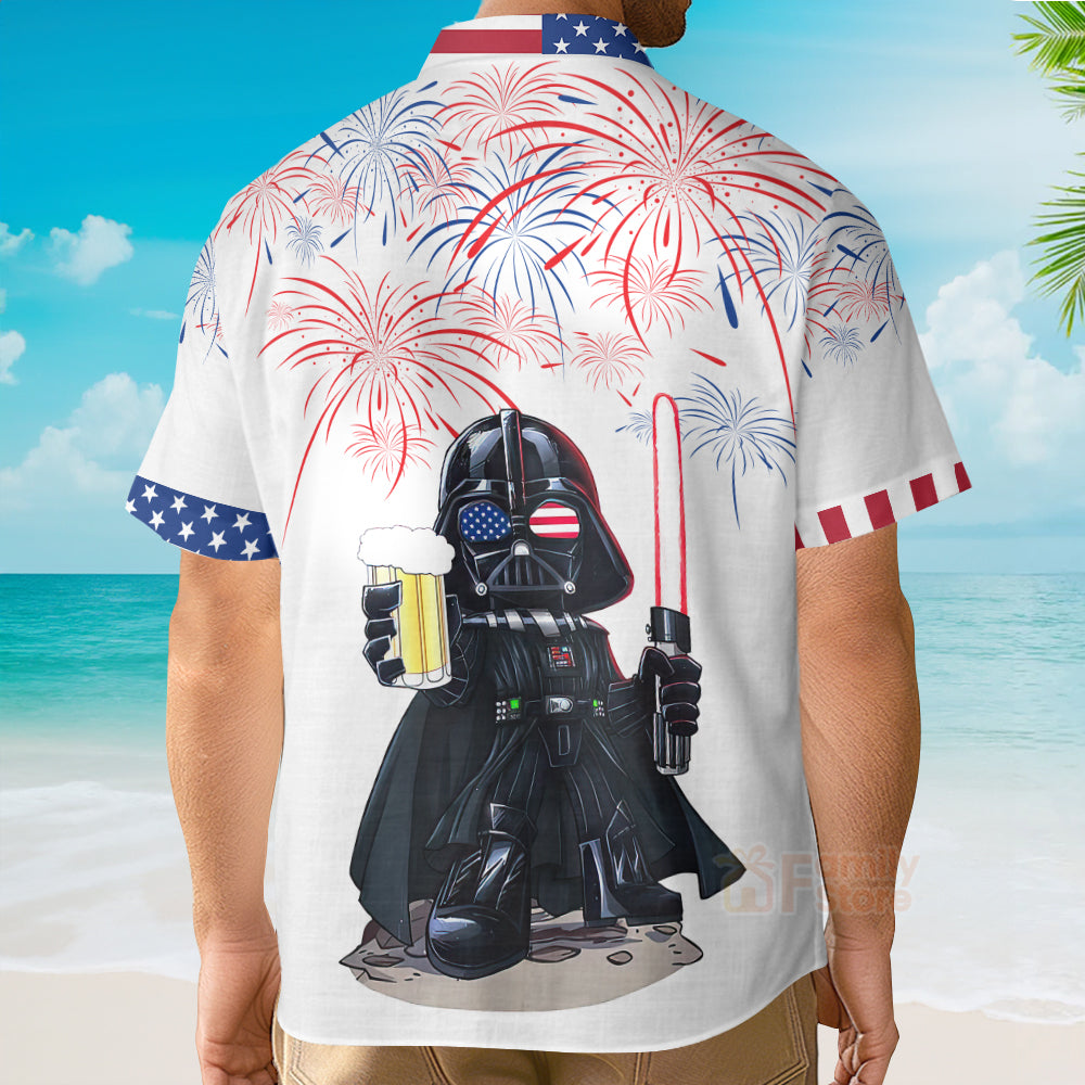 Independence Day SW Darth Vader With Beer - Hawaiian Shirt