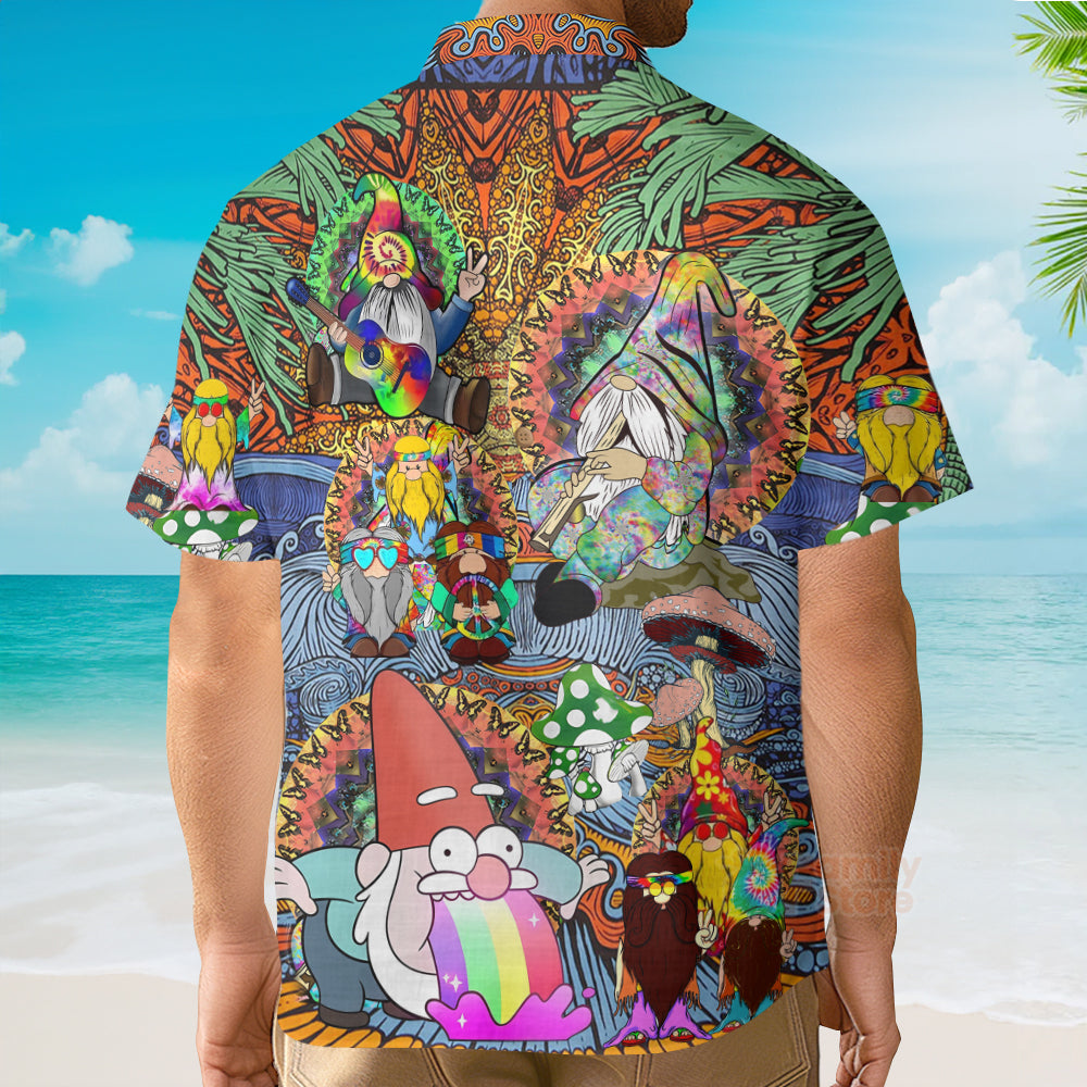 Hippie Gnome Peace Life Color Hawaiian Shirt