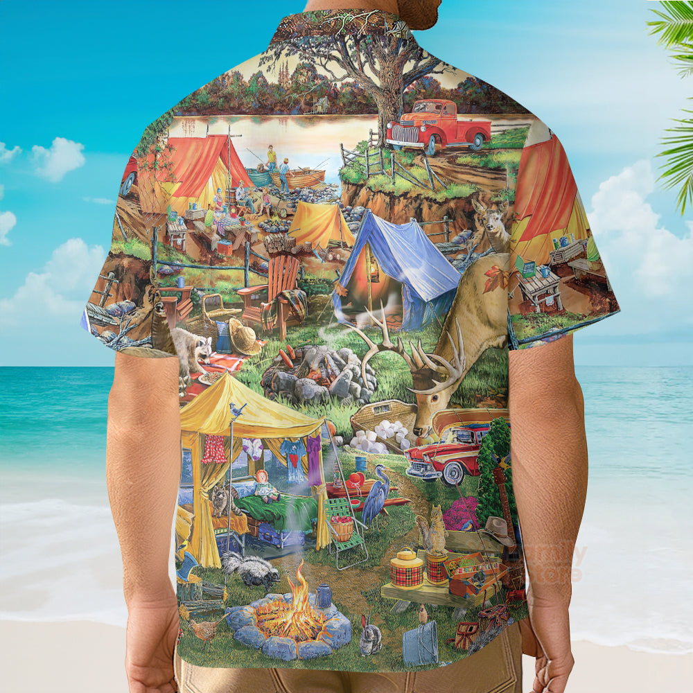Camping Glamping Tent Family Picnic Happiness - Hawaiian Shirt