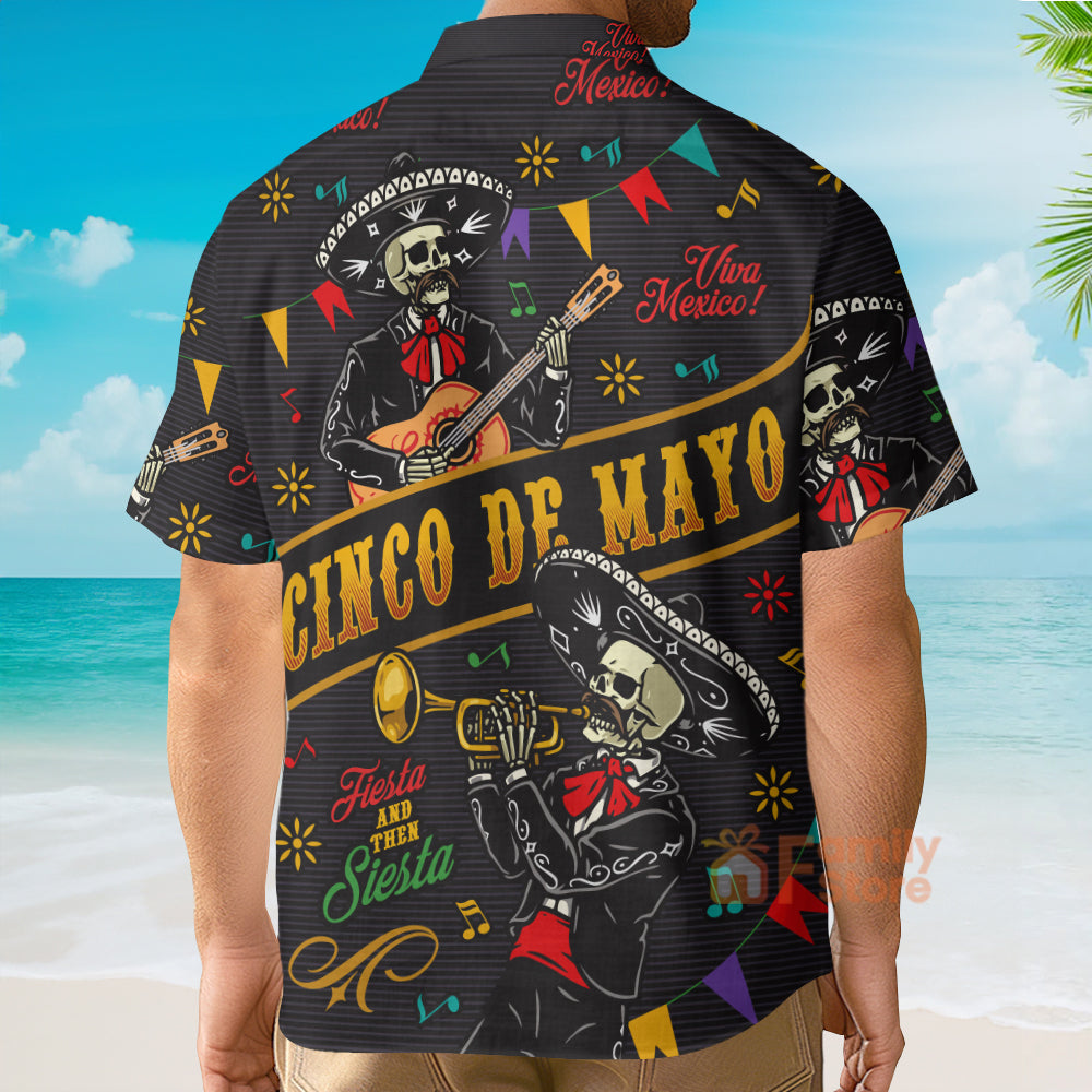 Skull Guitar Cinco De Mayo - Hawaiian Shirt