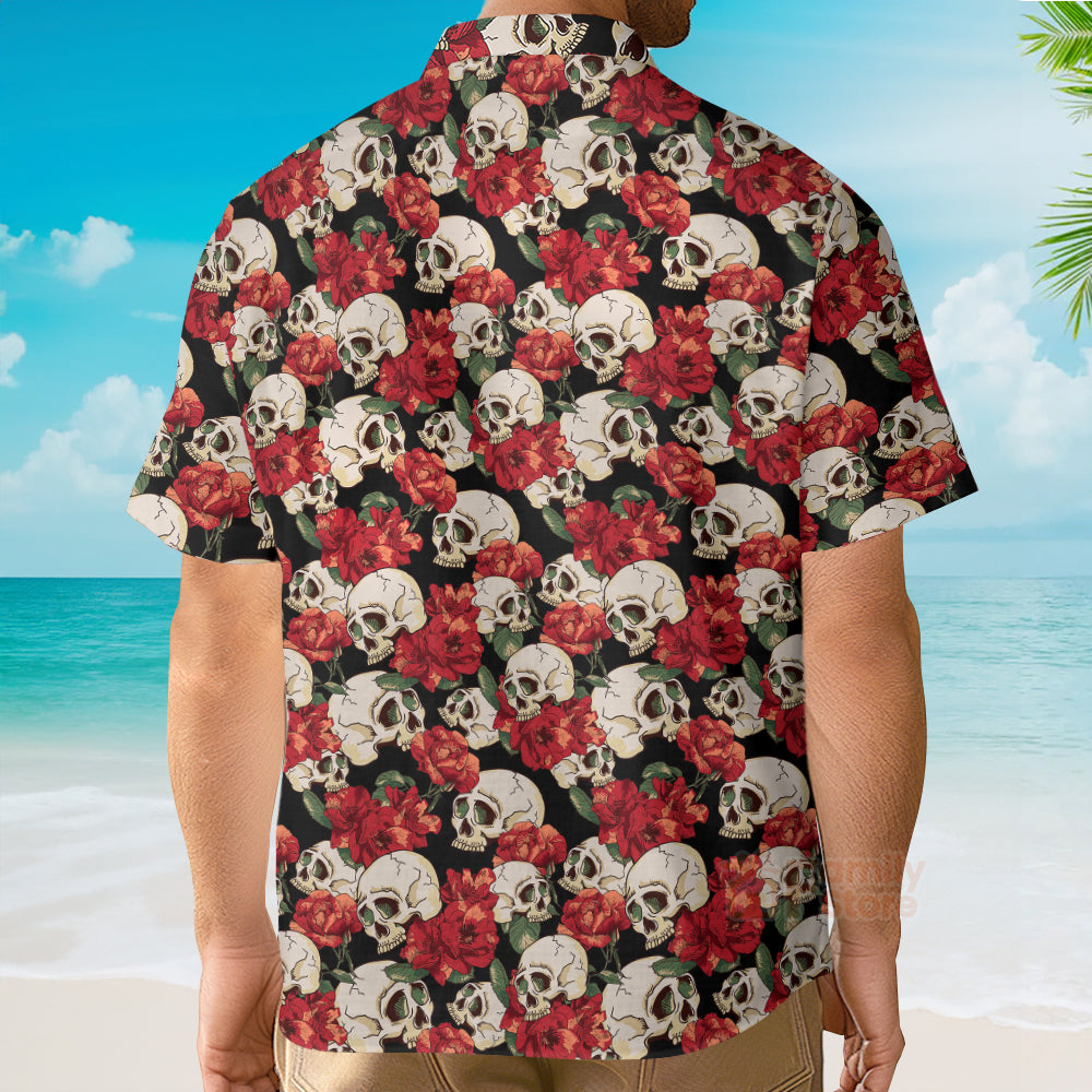 Vintage Skull Casual Turn-Down Collar Hawaiian Shirt