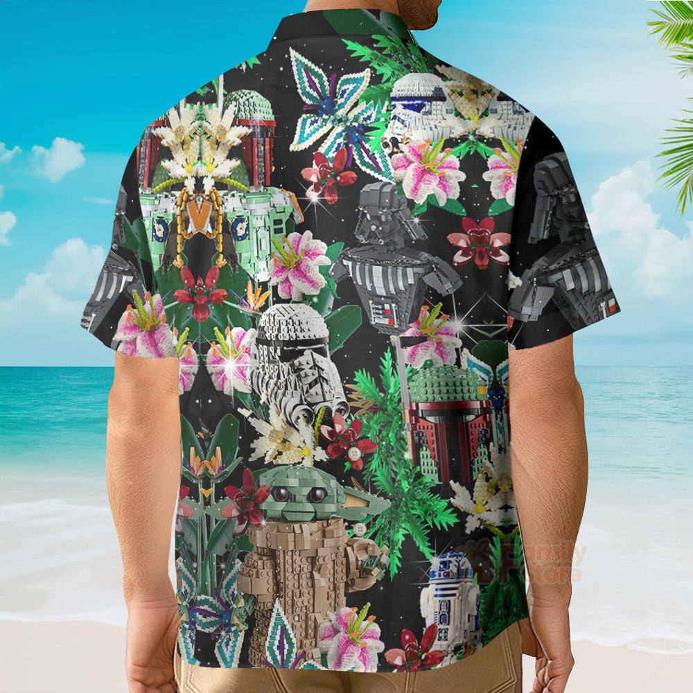 Star wars Lego Baby Yoda, Darth Vader and Stormtroopers Hawaiian Shirt