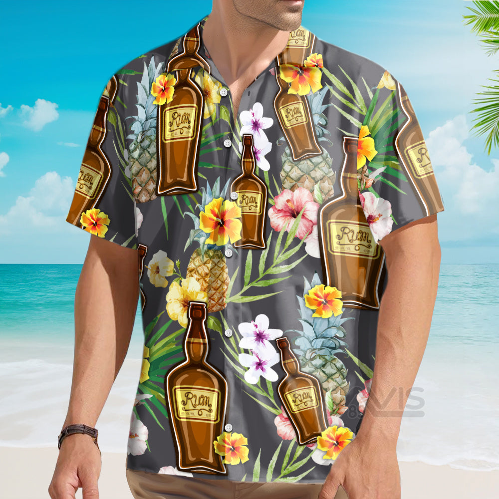 Wine Rum Drinking Tropical Art - Gift For Men And Women - Hawaiian Shirt