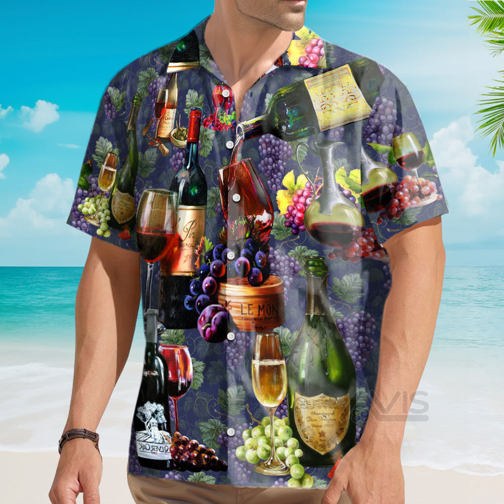 Wine Life Is Better With A Glass Of Wine Grape - Hawaiian Shirt