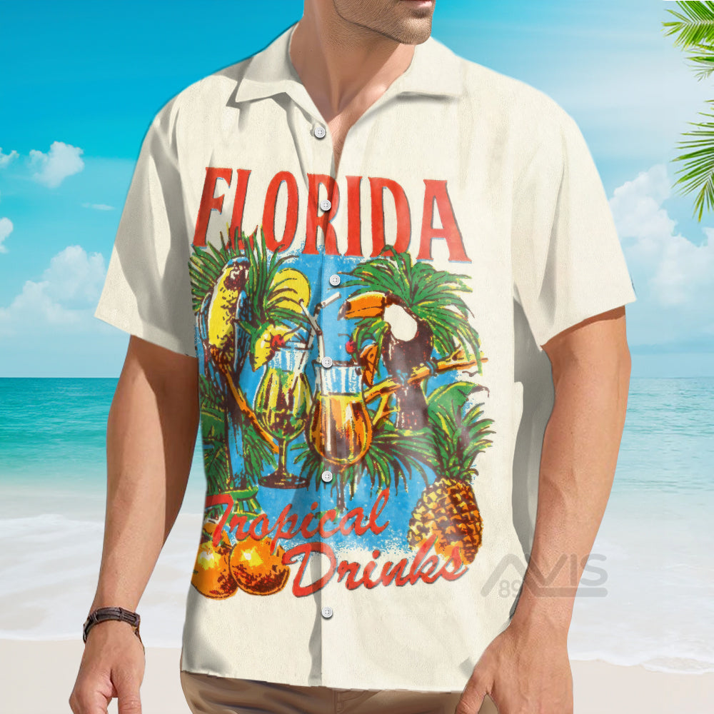 Tropical Drinks Florida Parrot - Hawaiian Shirt