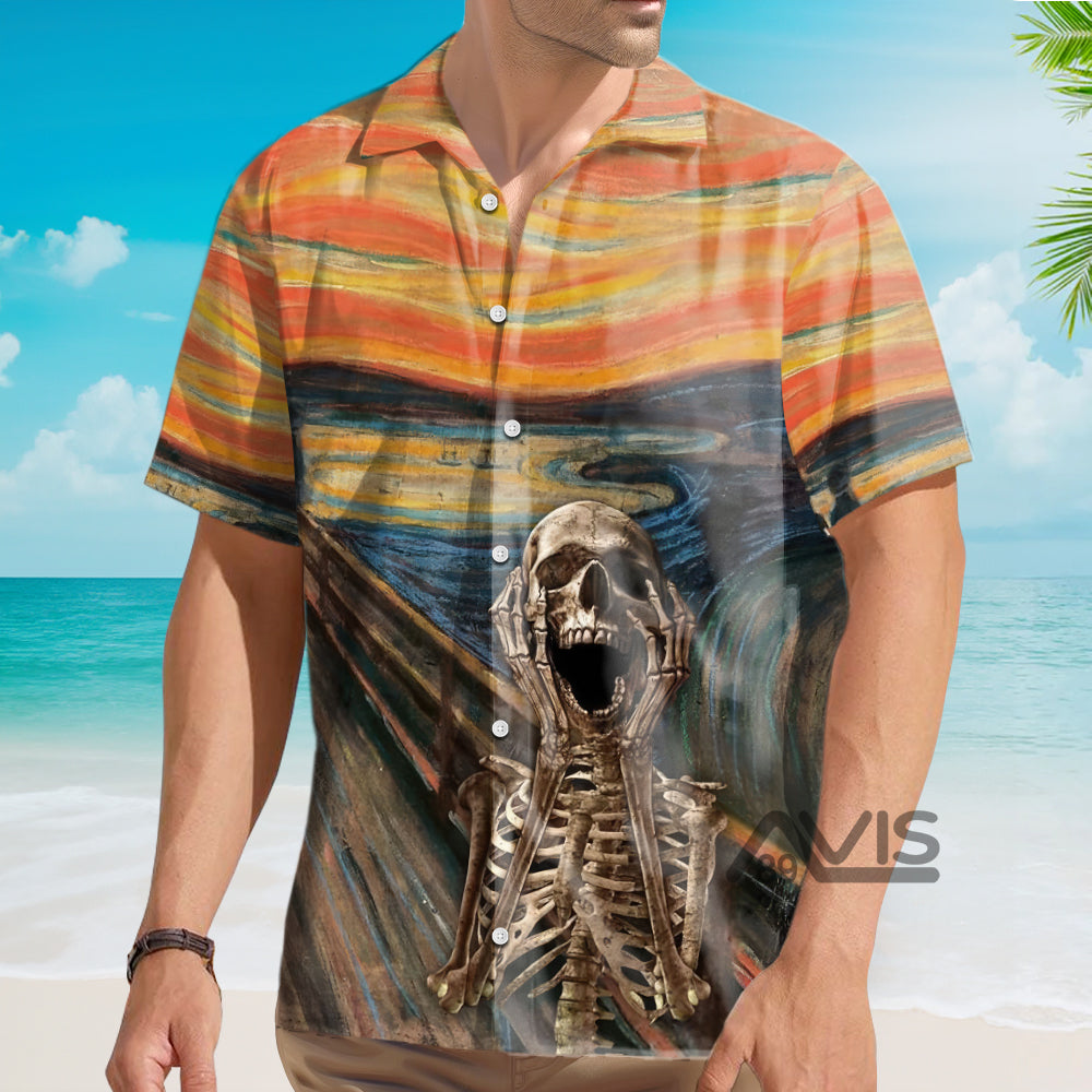 Painted Textured Skull - Hawaiian Shirt