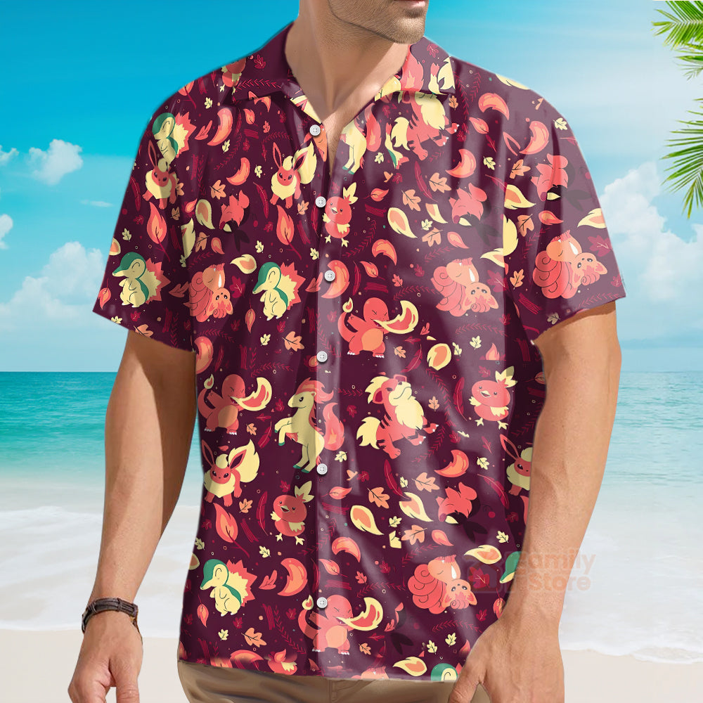 Fire PoMo Pattern Hawaiian Shirt