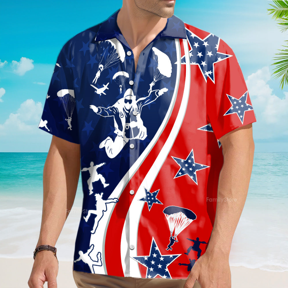 America Parachute Jump Cool Hawaiian Shirt