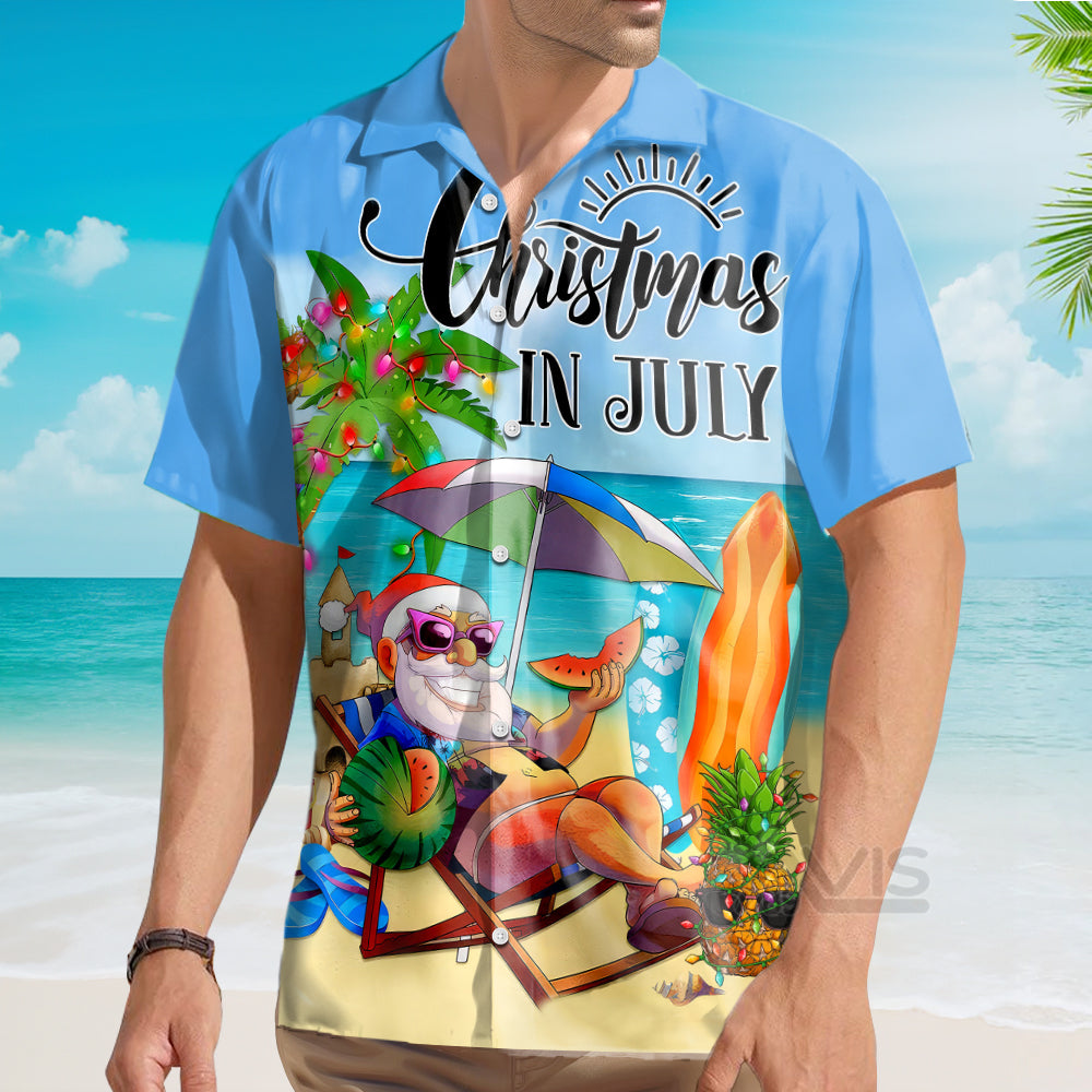 Christmas In July Santa Claus Holiday - Hawaiian Shirt