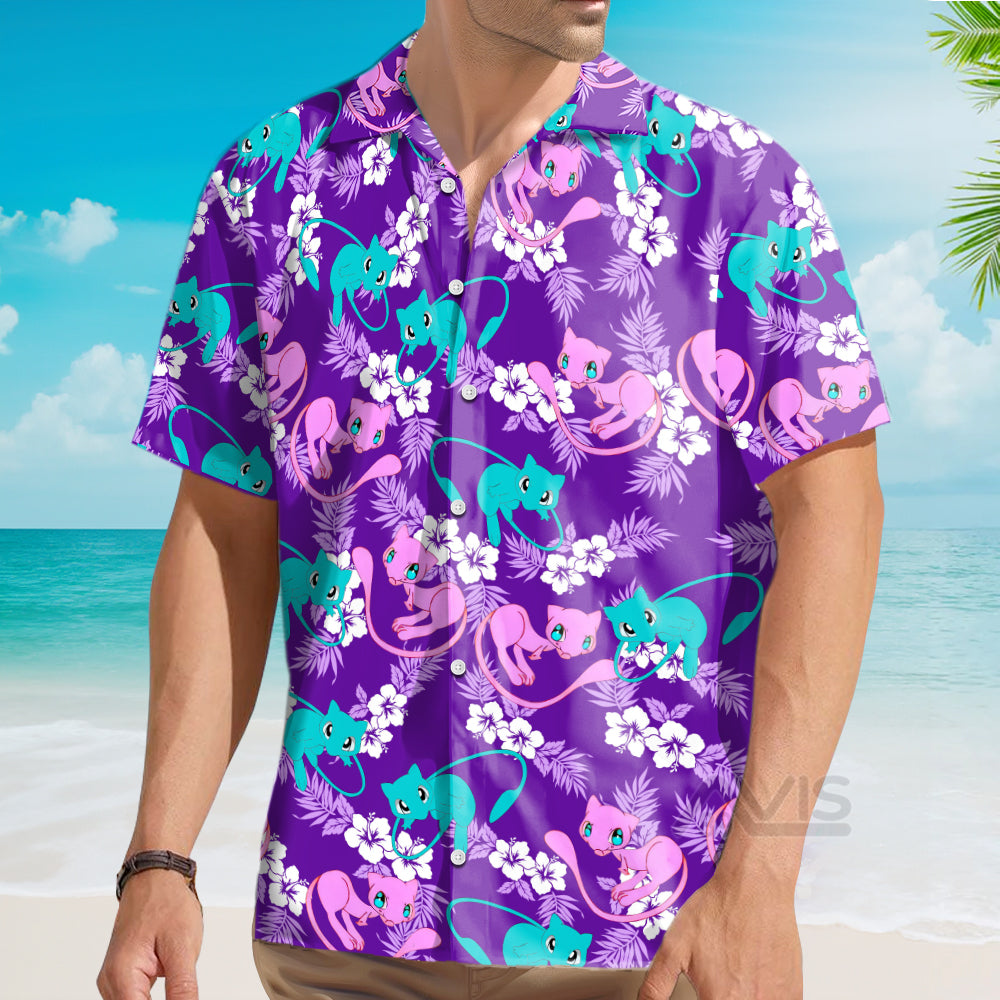 Pink And Blue Mew PoMo Pattern - Hawaiian Shirt