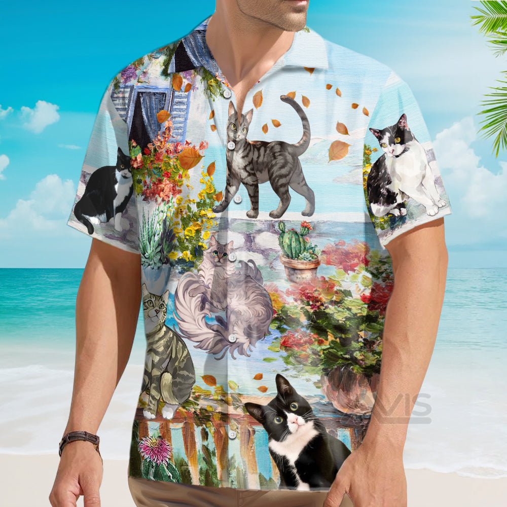 Cat Loves Home And Loves Summer - Gift For Cat Loves - Hawaiian Shirt