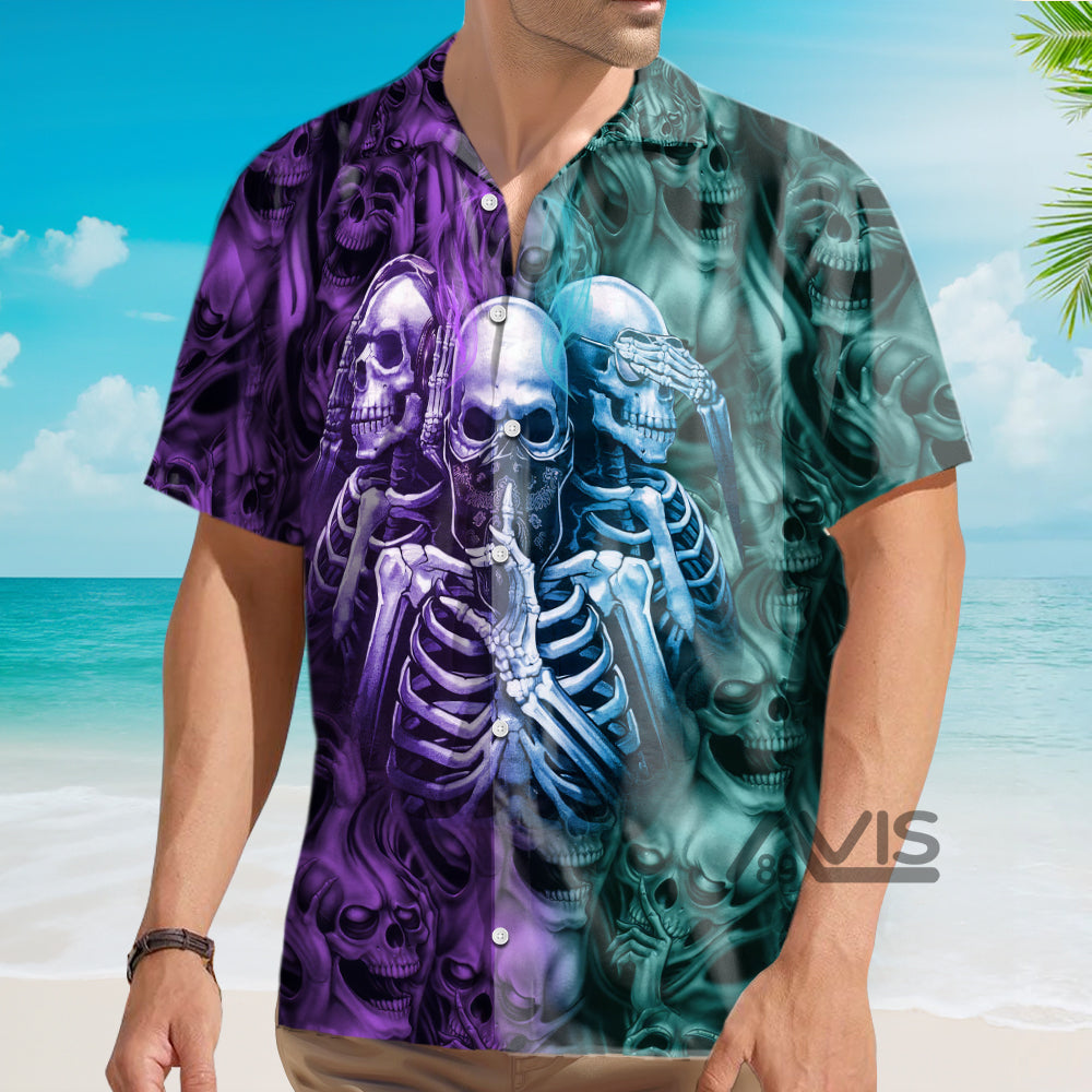 Skull Neither Hear Nor See - Hawaiian Shirt