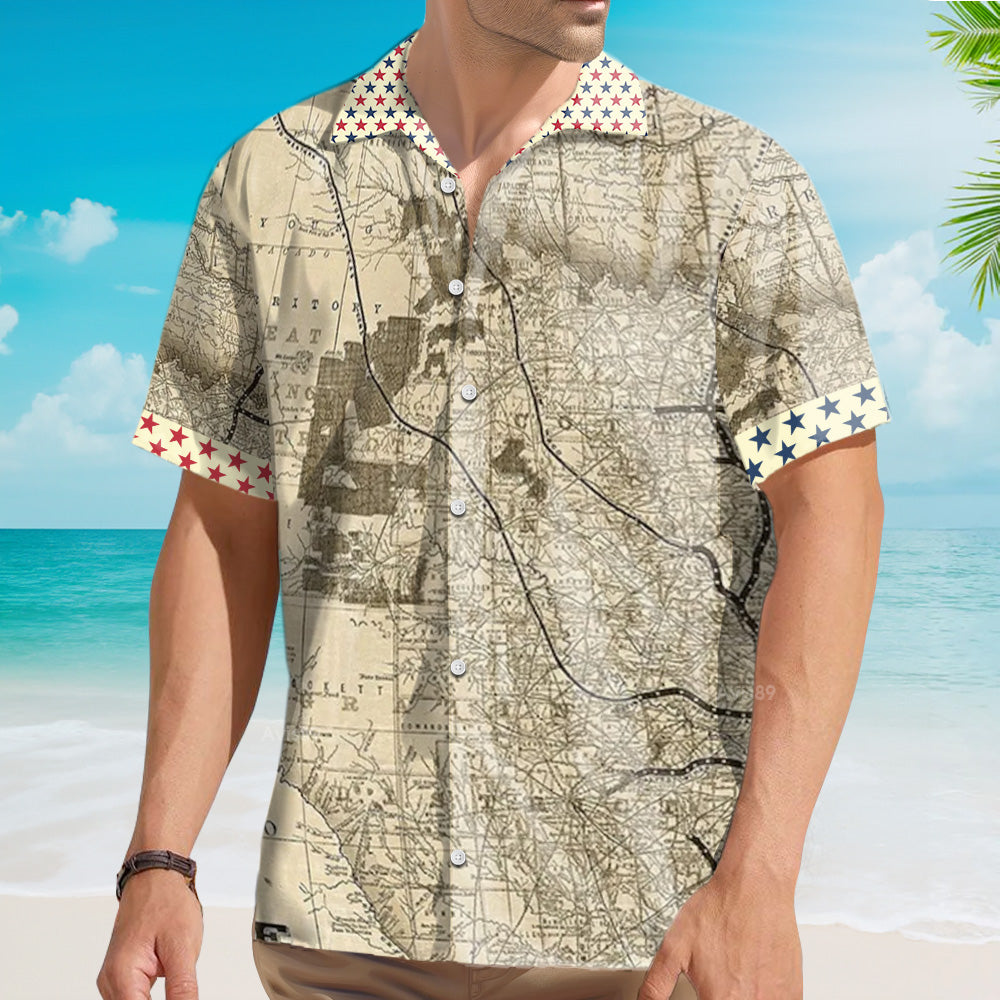 Old Map Of Texas Vintage Unique Hawaiian Shirt For Texas Lovers