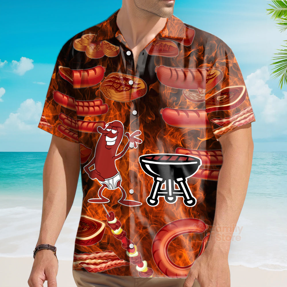 Funny Food Sausage It's Not A Party - Party BBQ Thems Hawaiian Shirt