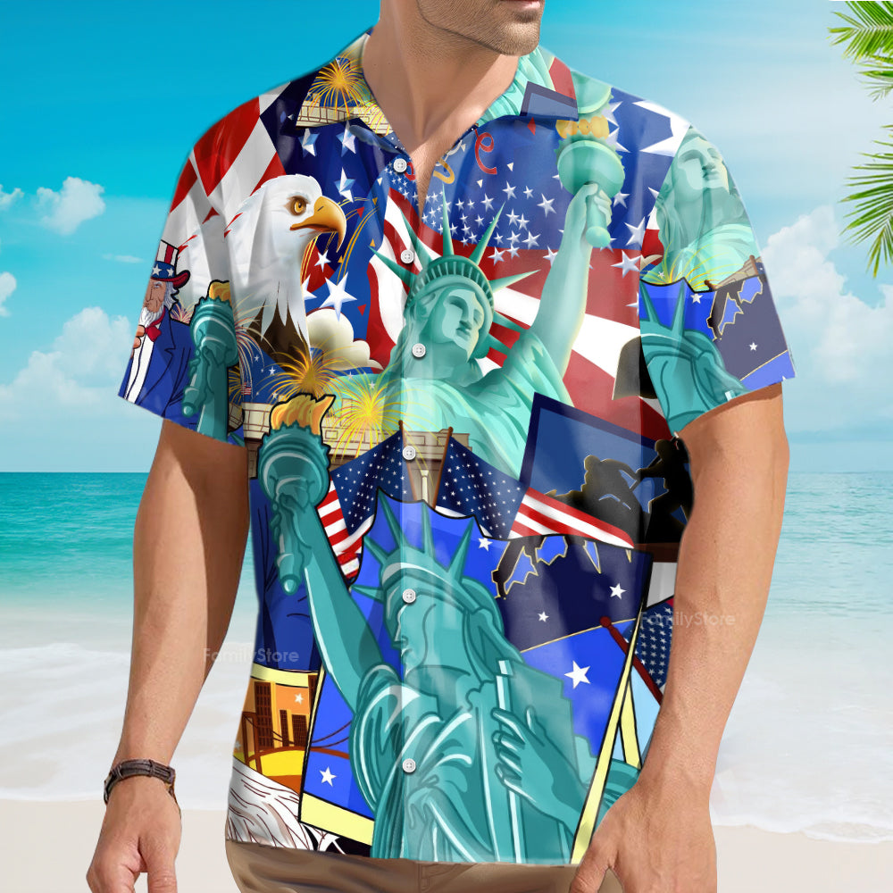 America Eagle Love You Freedom Hawaiian Shirt